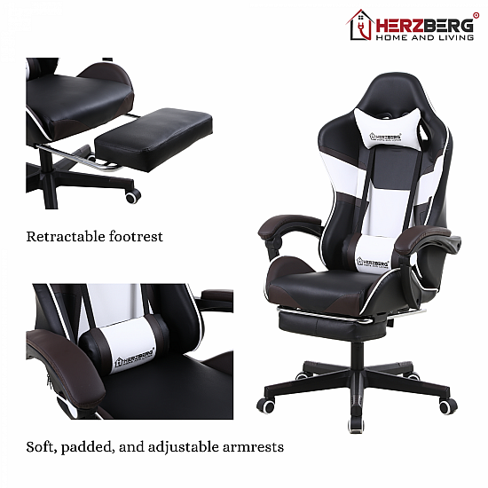 Herzberg HG-8082: Driekleurige Gaming- En Bureaustoel Met T-vormig Accent Rood